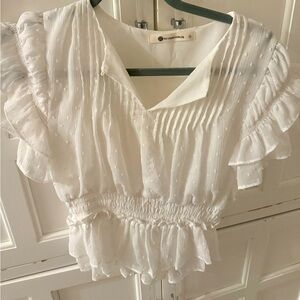 White ruffled top from the Impeccable Pig, size S